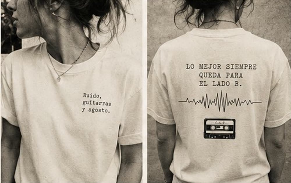 Camiseta blanca Lado B con diseño frontal y trasero
